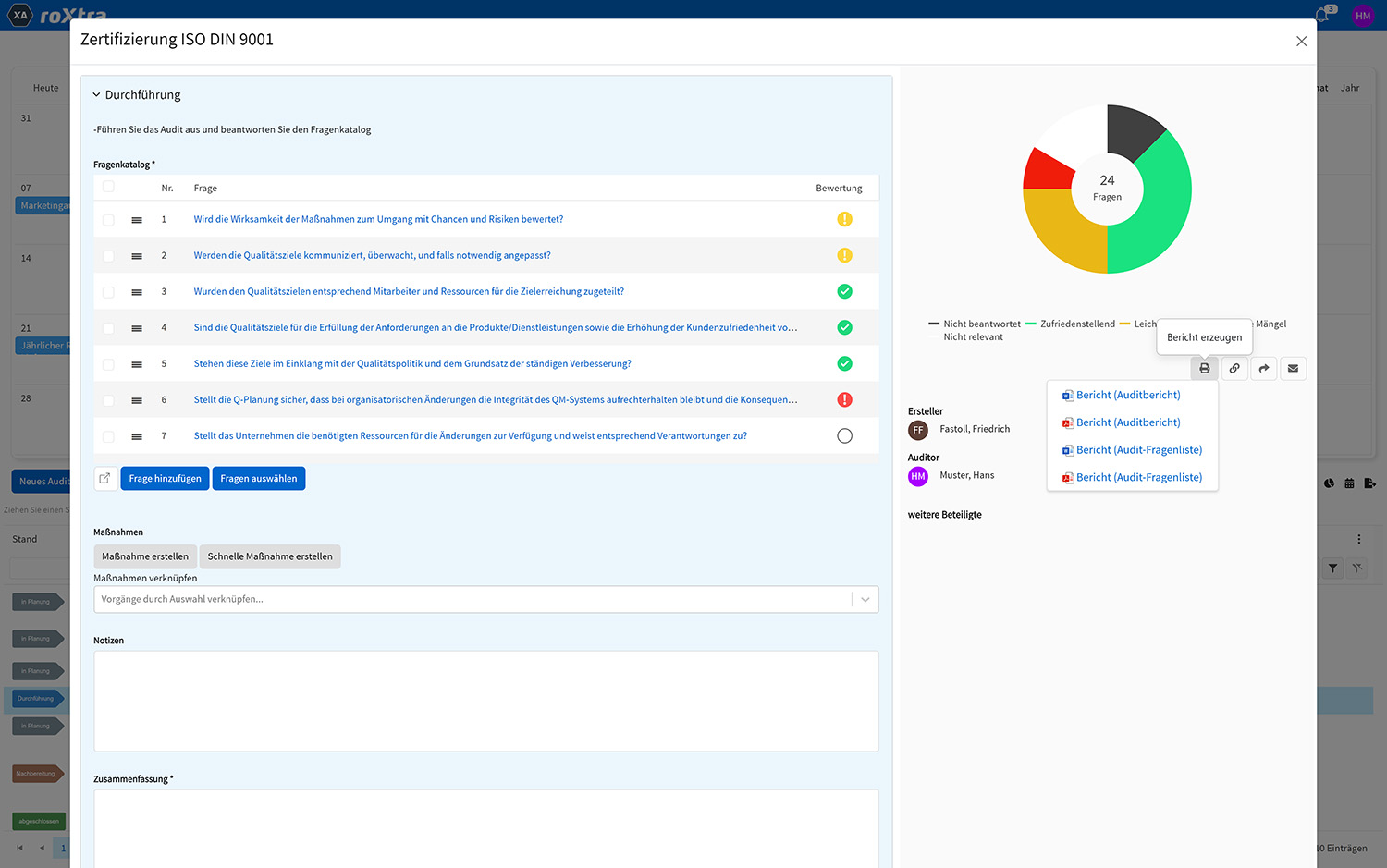 screenshot of roXtra Audits